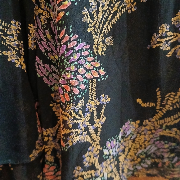 FREE PEOPLE black floral semi-sheer long sleeve mini dress - Picture 9 of 9